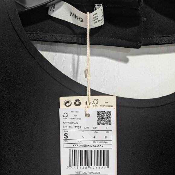 NWT Mango | Back-Cutout Mini Dress in Black - Picture 4 of 12